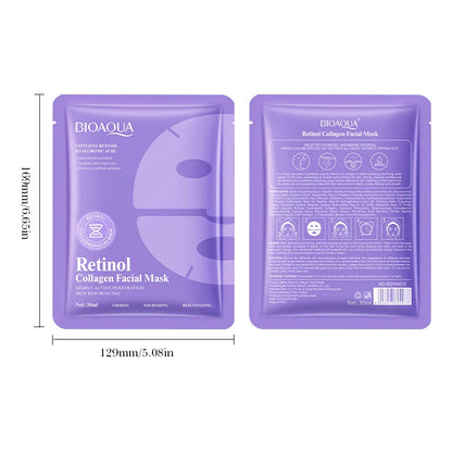 5 pz BIOAQUA Retinolo Collagene Anti-Rughe Maschere Per Il Viso Idratante Sbiancamento Anti-Aging Maschera Per Il Viso Maschere Al Collagene Cura Della Pelle