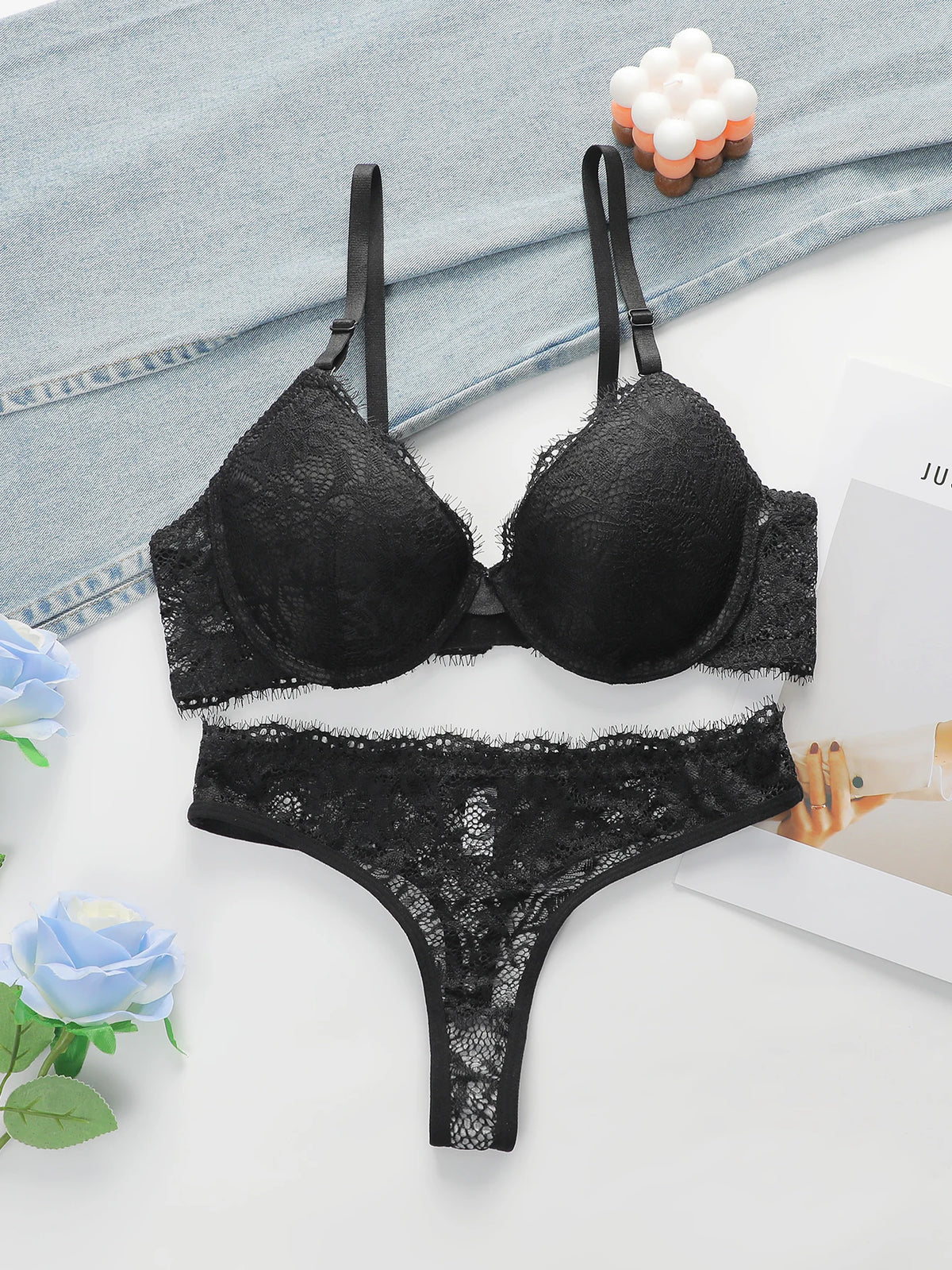 Reggiseno push up in due pezzi da donna in pizzo semplice e sexy di alta qualità A3107