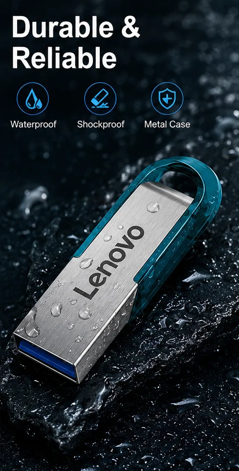 Chiavetta USB 3.0 ad alta velocità Lenovo - Chiavetta portatile in metallo, disponibile in diverse capacità: 256 GB, 1 TB, 128 GB, 64 GB, 512 GB, per l'archiviazione di dati.