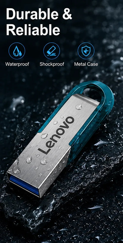 Chiavetta USB 3.0 ad alta velocità Lenovo - Chiavetta portatile in metallo, disponibile in diverse capacità: 256 GB, 1 TB, 128 GB, 64 GB, 512 GB, per l'archiviazione di dati.