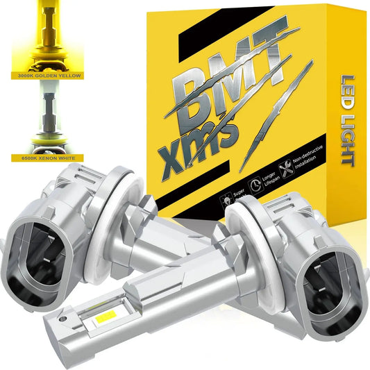 BMTxms 2PCS H27 881 H27W H27W2 LED Fendinebbia 20000LM 40W Per Hyundai Ssangyong Daewoo KIA Lampadina per auto 6500K Bianco 3000K Giallo