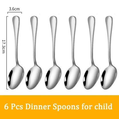 Set di posate da 24 pezzi in acciaio inossidabile, set di stoviglie, cucchiaio e forchetta, coltello, forchetta, cucchiaio da dessert, cucchiaio da tè