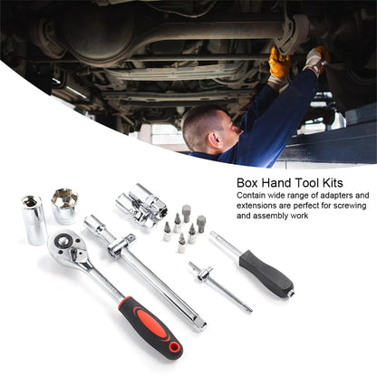 Set di chiavi a cricchetto da 108 pezzi, kit combinato di chiavi dinamometriche per riparazione auto, con attacco da 1/4" e 1/2", cacciaviti e punte, utensili manuali
