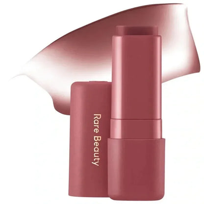 Balsamo per labbra multicolore in stick, blush liquido in polvere, linea di cosmetici Rare Beauty, Believe Happy Bliss, a lunga tenuta, facile da applicare, per un trucco impeccabile.