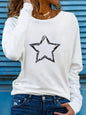 T-shirt da donna in 100% cotone, modello slim, a maniche lunghe, top bianco sottile, maglietta da donna