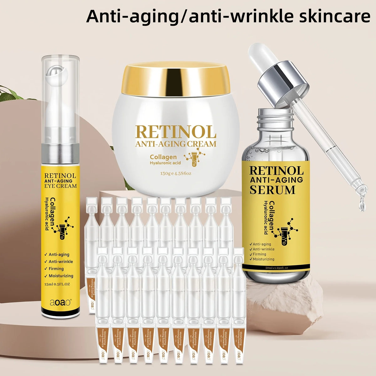 23pc Retinol Essence Cream Hydrating Set & Collagen Moisturizer For Refreshing Hydration - The Perfect Christmas Gift Anti-wrinkle Skincare Make Skin Younger Looking.