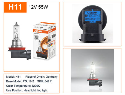 OSRAM 10 pz H4 H7 H11 HB3 HB4 Lampada Originale 3200 K Luce Frontale H8 H9 H16 9005 9006 Lampade Auto Lampadine Alogene Made in Germany USA