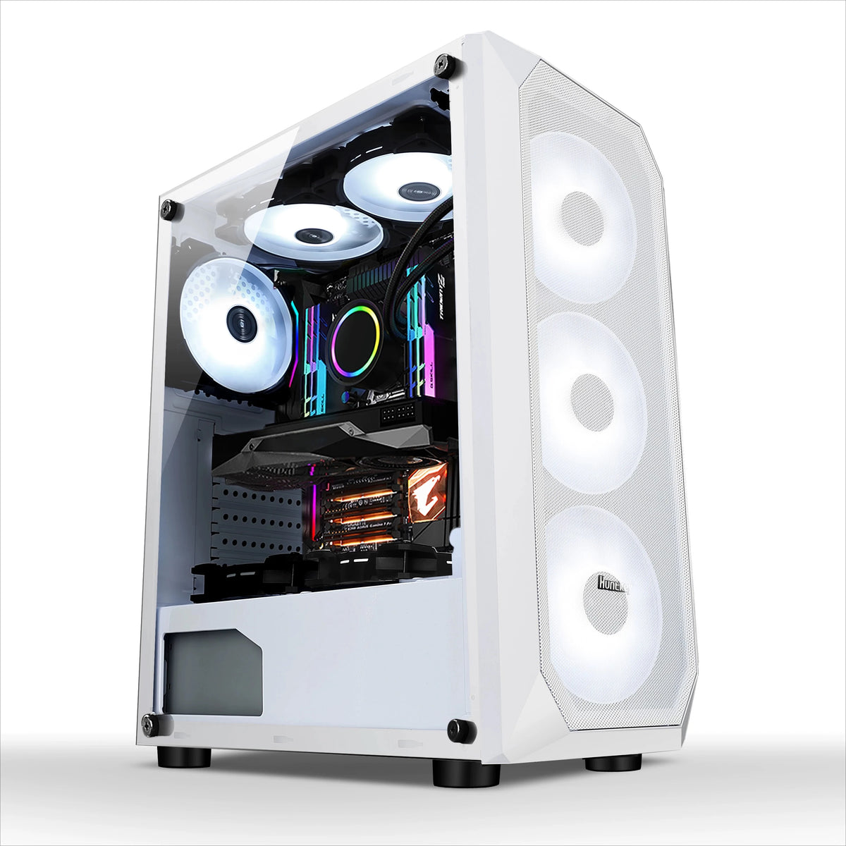 Case per PC Gaming Night Hunter 5 ATX con Pannello Laterale Completamente Trasparente, Raffreddamento a Liquido e Spazio per la Gestione dei Cavi