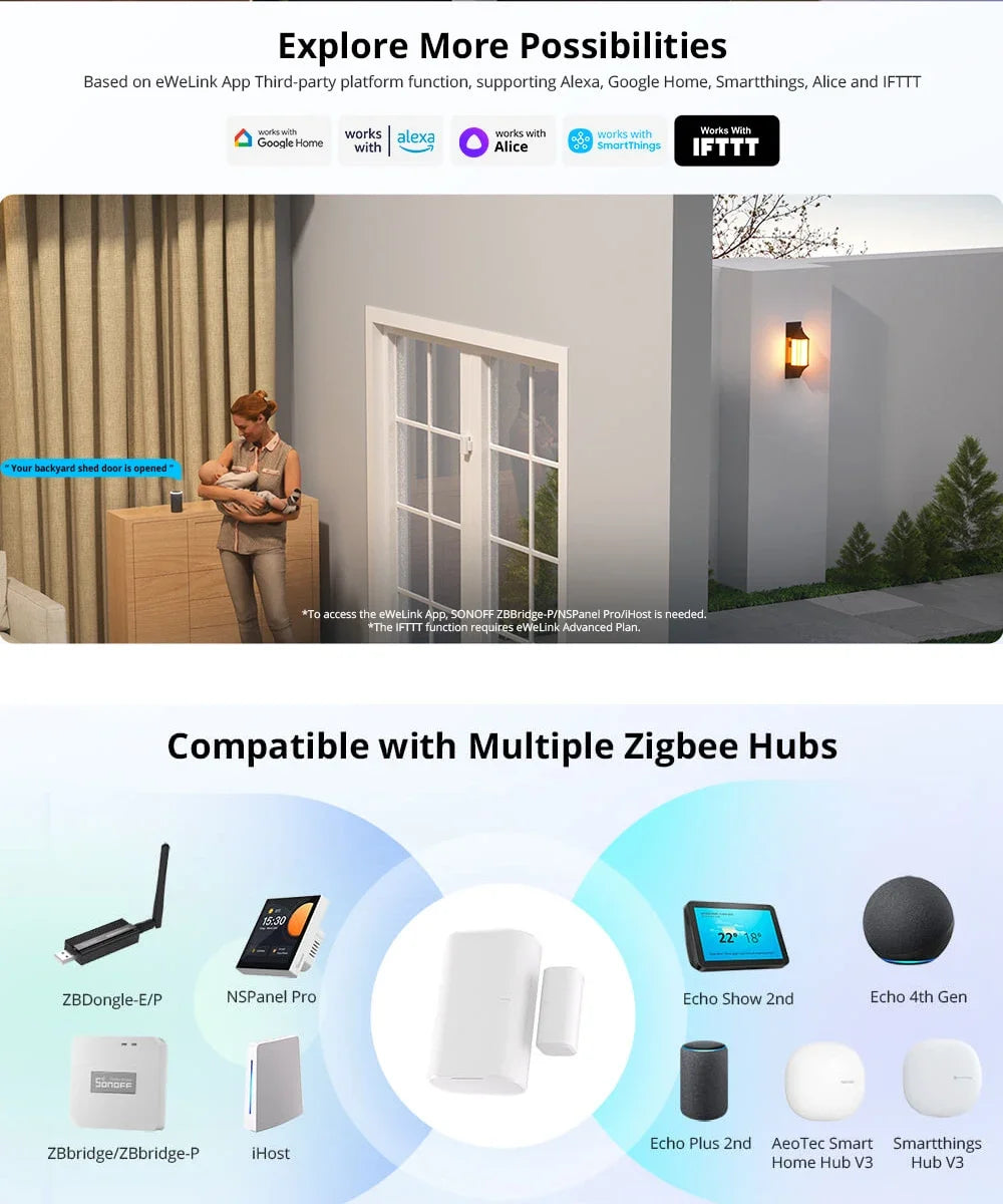 SONOFF SNZB-04P Sonoff Zigbee Sensore porta SNZB 04P Collegamento scena intelligente locale Avviso antimanomissione Sicurezza domestica Funziona con Alexa Google