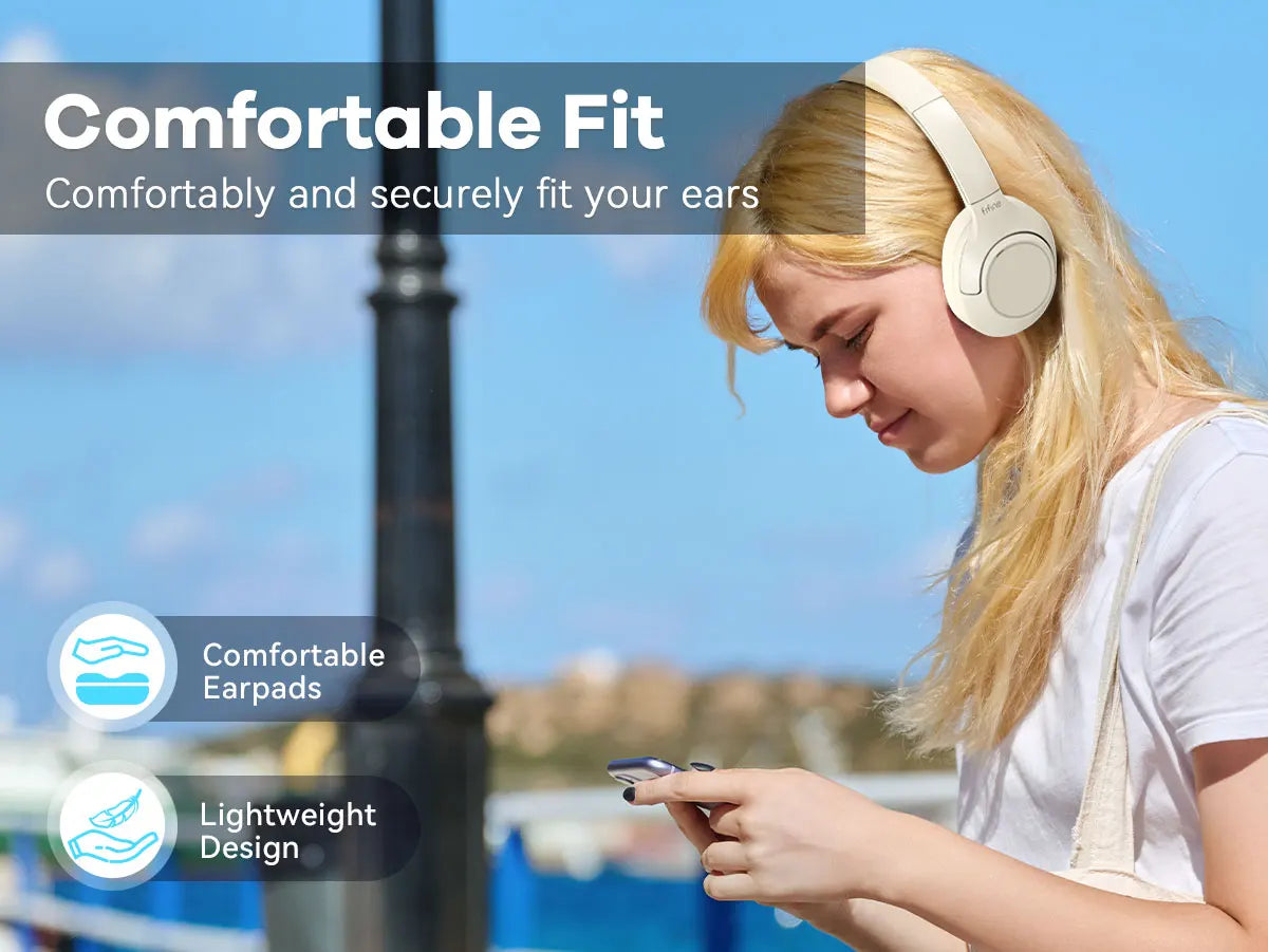 FIFINE Cuffie wireless Bluetooth per telefono/al pad, cuffie over-ear con cancellazione attiva del rumore per musica/gioco, portatili, 65H-X3