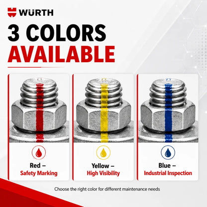 Sigillante Antimanomissione Originale Wurth 50ml, Vernice per Rilevamento Movimento, Segnalazione Ispezione Viti, Bulloni e Dadi, Rosso Giallo Blu