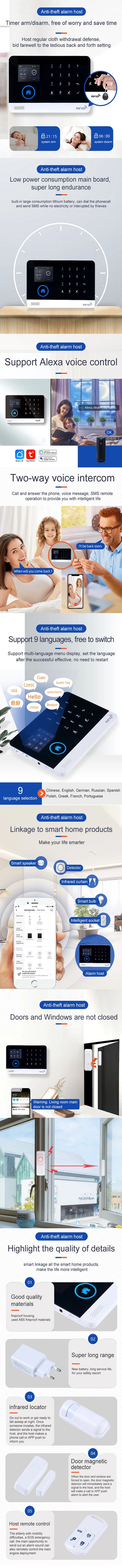 Sistema di allarme PGST ultima versione, WiFi, 4G, allarme di sicurezza domestica intelligente Tuya, controllo vocale intelligente Alexa, funzione push APP