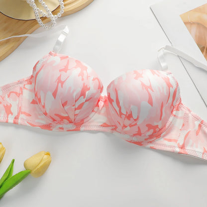 Nuovo design mimetico rosa dolce di vendita caldo con anello in acciaio che raccoglie tirare e reggiseno anti-cedimento A2139