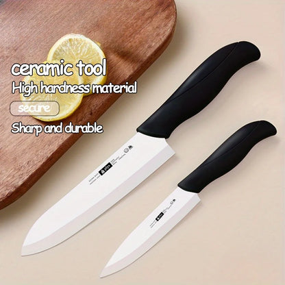 Set di coltelli in ceramica da 3 pezzi, coltelli da chef ultra affilati con fodere protettive, lama antiaderente per cucinare, affettare, utensili da cucina