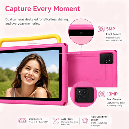 KOOMDIGI Tablet PC Android 13 da 10,1 pollici, 20 GB di RAM (4 GB + 16 GB espandibili), 64 GB di ROM, processore Deca Core, chiamate 4G LTE, display HD 1280×800, WiFi 2,4G/5G, doppia fotocamera 5MP+13MP, batteria da 5000 mAh