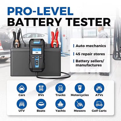 TOPDON BT300P Tester per Batterie Auto 12V 24V, Tester di Carico Automobilistico 100-2000 CCA con Stampante Integrata, Strumento Diagnostico per Sistema di Avviamento e Ricarica, Analizzatore per Batterie AGM, Gel, EFB e a Pi