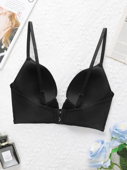 Lingerie sexy nera con scollo a V profondo, intimo da donna, intimo elegante retrò, può essere abbinato a un abito da sera con scollo a V profondo U055