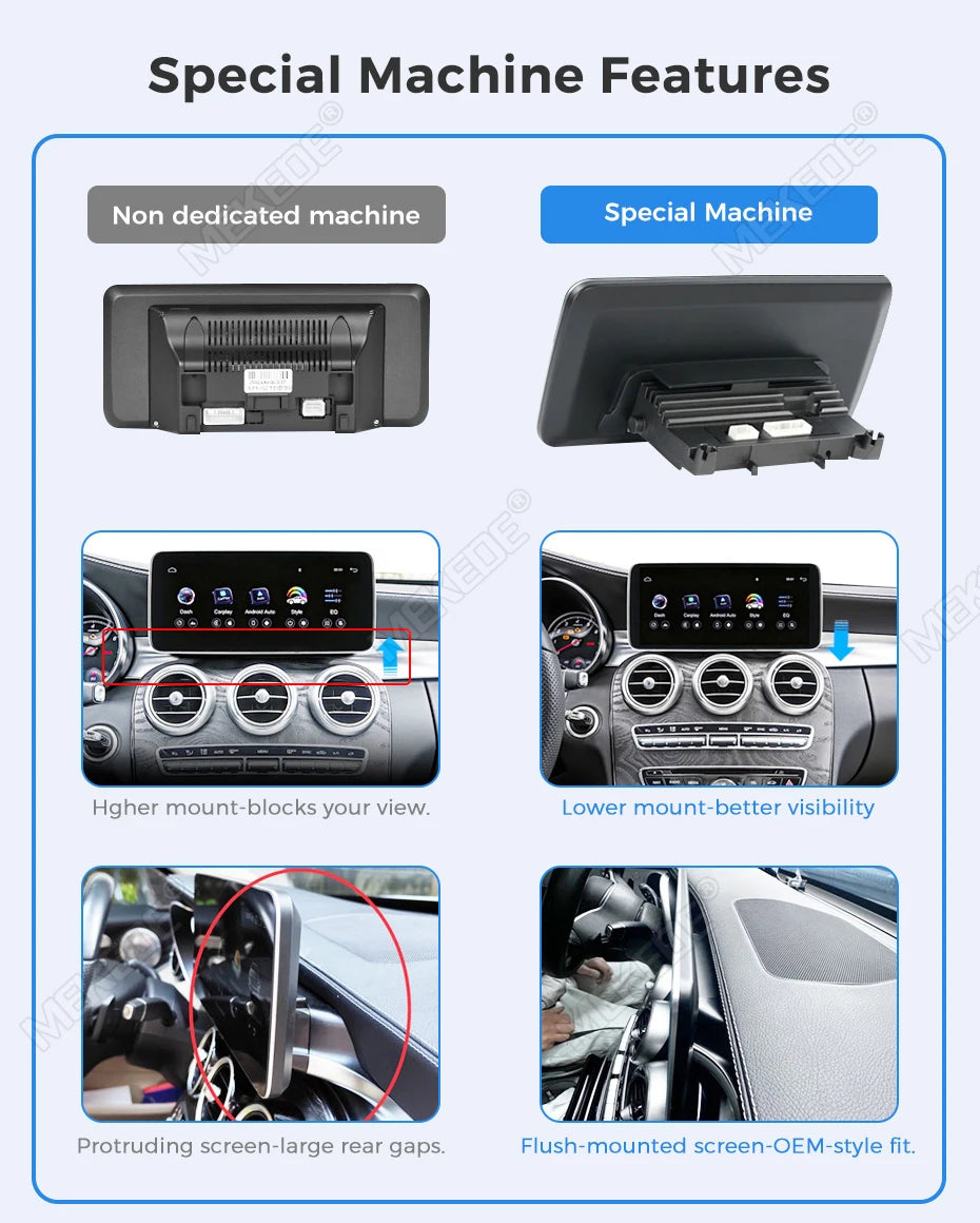 Mekede, schermo da 12,3 pollici, risoluzione 2K, sistema di navigazione GPS con CarPlay e Android Auto, autoradio multimediale con sistema operativo Linux per Mercedes Benz C W205, GLC X253, Classe V W447, lettore video 4K.
