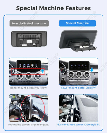 Mekede, schermo da 12,3 pollici, risoluzione 2K, sistema di navigazione GPS con CarPlay e Android Auto, autoradio multimediale con sistema operativo Linux per Mercedes Benz C W205, GLC X253, Classe V W447, lettore video 4K.
