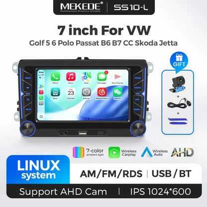 MEKEDE Sistema Multimediale con Navigazione GPS, CarPlay Wireless e Android Auto da 7/9 pollici per Volkswagen Passat B6 B7 Golf 5 6 Polo CC T5 SEAT Altea Toledo Leon Skoda Combi Yeti Superb