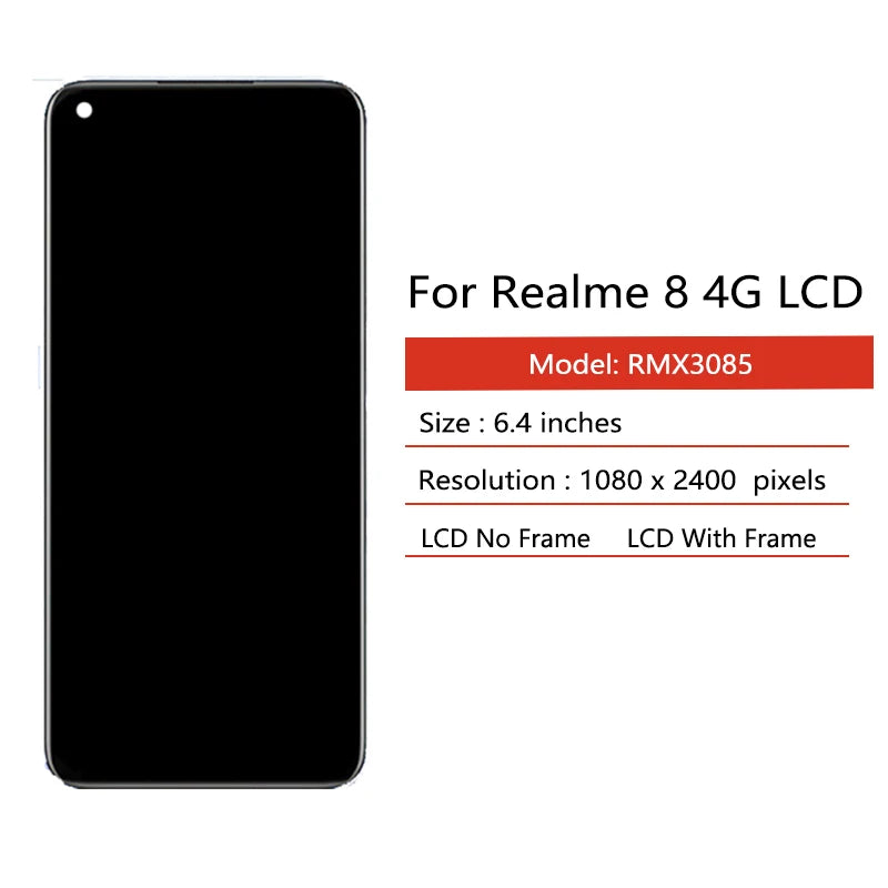 TFT/OLED Per OPPO Realme 8 4G RMX3085 LCD Per Realme 8 Pro RMX3081 Display Touch Screen Digitizer Assembly di Ricambio