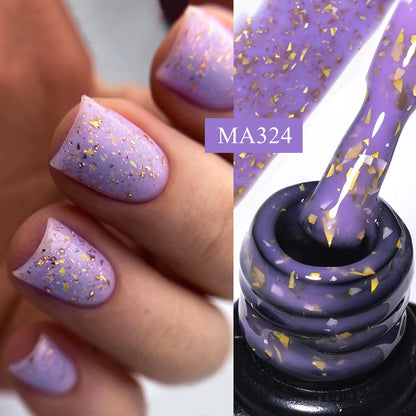 MEET ACROSS 7ml Gelatina Nuda Shimmer Base in gomma Gel Glitter Rosa Viola UV/LED Nail Art Vernis Gel Smalto per manicure Unghie FAI DA TE