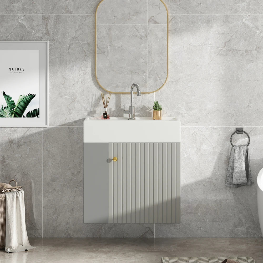 Mobile bagno sospeso con lavabo 55 × 31 × 66,5 cm e vani laterali