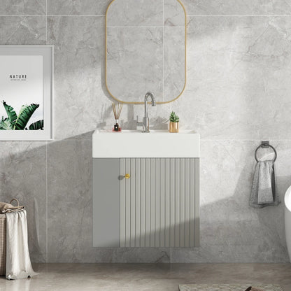 Mobile bagno sospeso con lavabo 55 × 31 × 66,5 cm e vani laterali