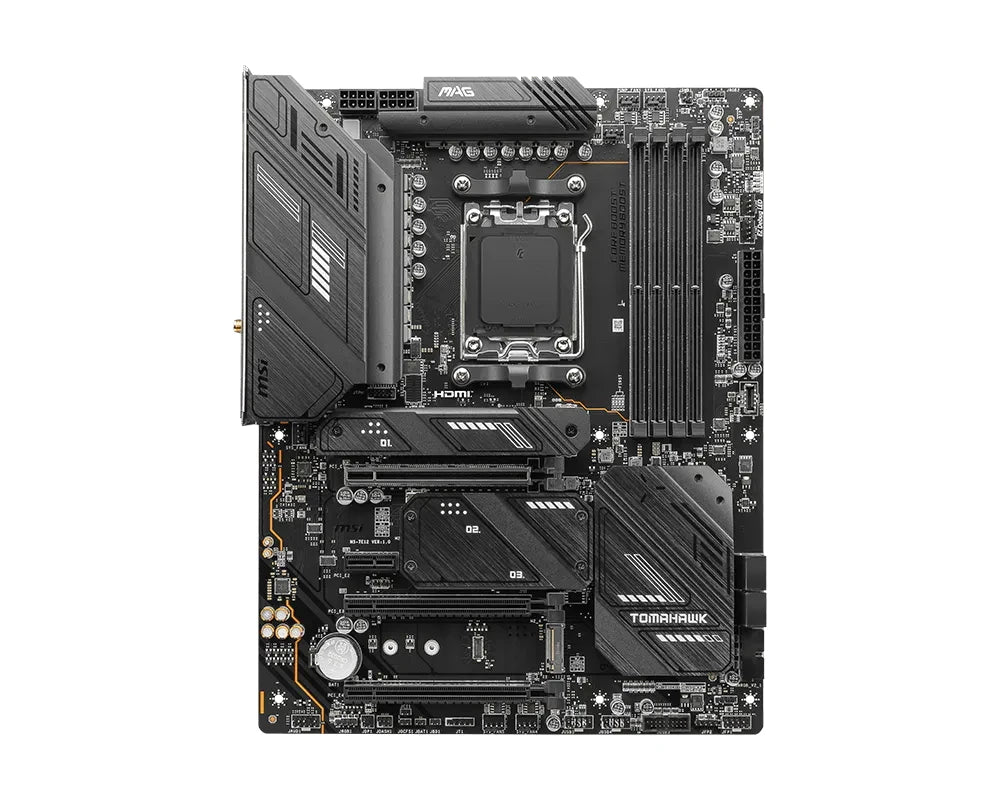 Scheda madre MSI MAG X670E TOMAHAWK WIFI, socket AM5, chipset AMD X670, 4 slot DDR5, 4 slot M.2, formato ATX, supporta processori Ryzen 5 8600G, 8300GE, 7600X, 8500G.