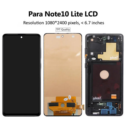 Schermo LCD AMOLED da 6,7 pollici per Samsung Note 10 Lite, gruppo di ricambio per lo schermo touchscreen, compatibile con Samsung Note10 Lite N770 N770F, con cornice.