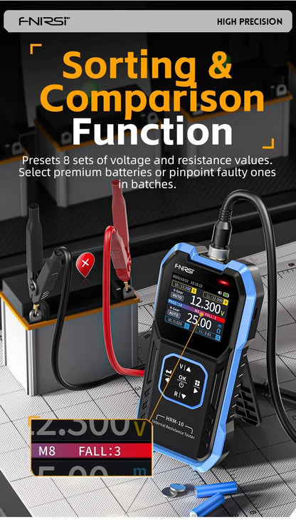 FNIRSI HRM-10 Tester di resistenza interna di tensione della batteria 18650 Tester di condensatori per batterie per auto con piombo al litio acido AC ad alta precisione