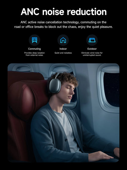 Cuffie Bluetooth HOCO W65 Plus con cancellazione del rumore ANC, auricolari wireless over-ear, suono Hi-Fi, cuffie sportive con pulsante.