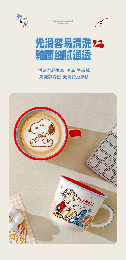 Set di Tazze in Ceramica Colorata da 340Ml con Snoopy, Design Carino con Manico, Bellissima Tazza per Caffè e Acqua per Casa e Ufficio, Regalo di Compleanno per Bambini
