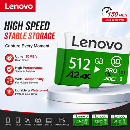 Scheda di Memoria Lenovo ad Alta Velocità 1024GB 512GB 128GB Classe 10 A2 Micro TF SD Card 256GB Spedizione Diretta per Action Camera Gopro