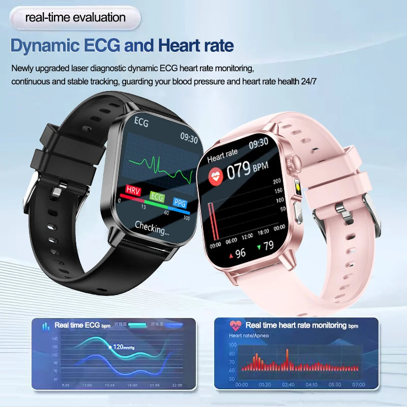 Nuovo Smartwatch per Uomo con Diagnosi ECG Accurata, Misurazione di Pressione Sanguigna, Ossigeno nel Sangue, Grasso nel Sangue, Acido Urico, Temperatura, Chiamate Bluetooth
