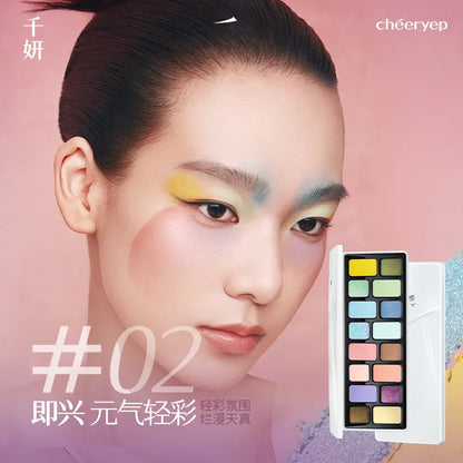 Qianyan Cheeryep Nuova Palette Ombretti 16 Colori Qianyan Glitter Camaleonte Opaco Perlescente Flash Plate Qian Yan Cowherd Sequins