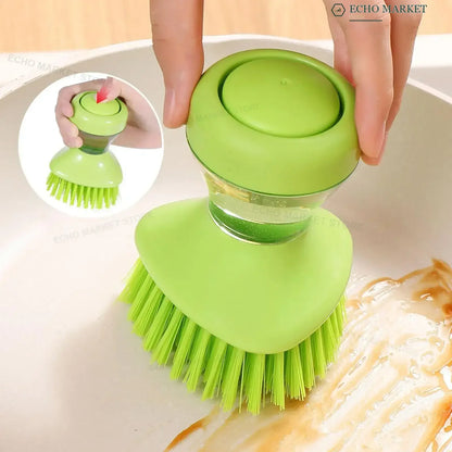 Spazzola per piatti con erogatore di sapone 2 in 1, dotata di spazzola integrata per la pulizia di pentole, padelle e lavelli, fornita con supporto da parete, strumento per la pulizia della cucina.