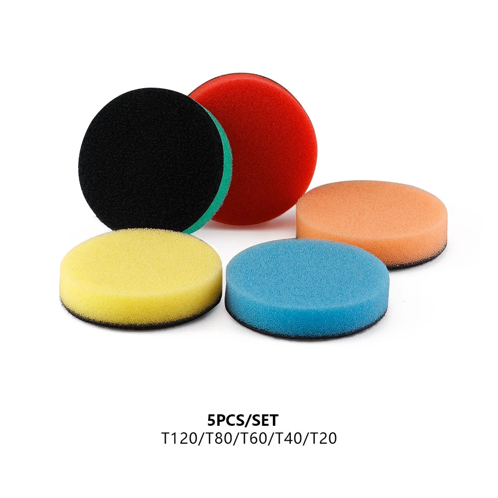 SPTA 5 pezzi 1 pollice (30 mm) 2 pollici (50 mm) mini tamponi in schiuma spugna per lucidatura per kit di lucidatura per dettagli trapano rorario per auto