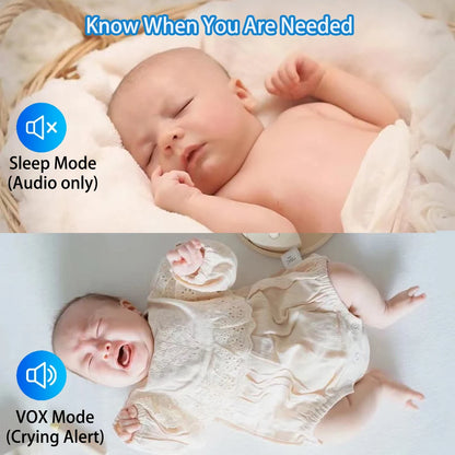 Monitor per bambini HD da 4,3 pollici con telecamera PTZ, funzione di panoramica, inclinazione e zoom, monitor video per bambini con sensore di temperatura, audio bidirezionale, visione notturna, modalità VOX, melodie per la