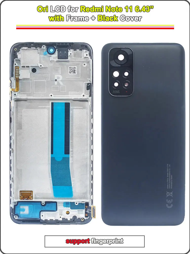 Display LCD da 6,43 pollici per Redmi Note 11 4G, ricambio digitalizzatore touchscreen per 2201117TY 2201117TG, schermo LCD con cornice