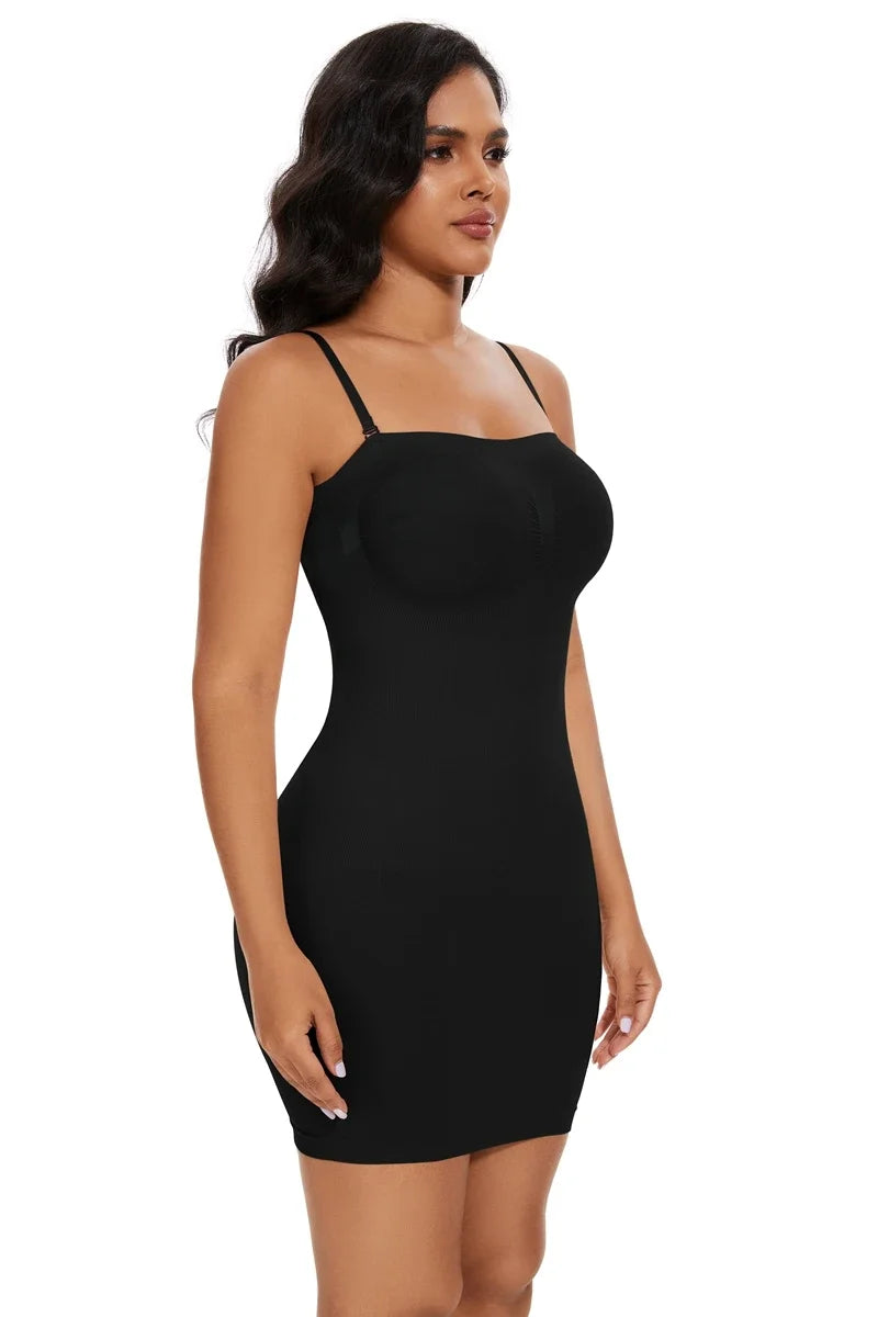 Abito modellante sexy da donna con spalle scoperte, aderente, senza spalline, intimo, compressione liscia, modellante per il corpo, vita dimagrante