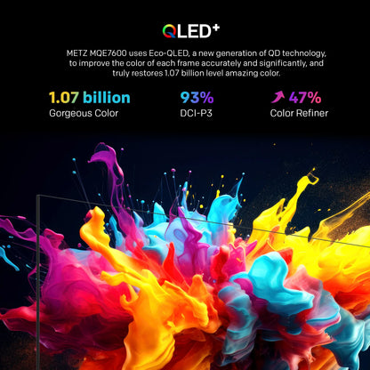 Smart TV Metz Qled+ 4K UHD 43" con Google TV e schermo opaco antiriflesso, Dolby Vision, Dolby Atmos, HDR, Wi-Fi 2024 43Mqe7600Z