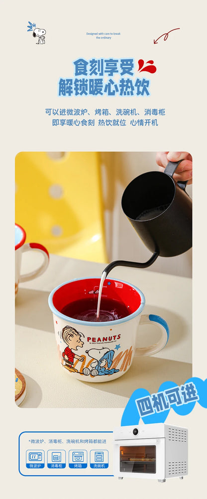 Set di Tazze in Ceramica Colorata da 340Ml con Snoopy, Design Carino con Manico, Bellissima Tazza per Caffè e Acqua per Casa e Ufficio, Regalo di Compleanno per Bambini