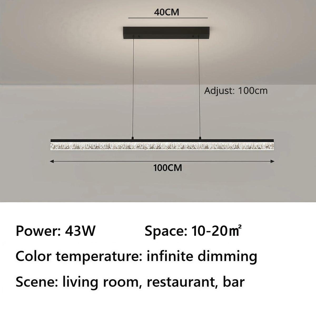 Lampadario a Soffitto Minimalista, Lampada a Sospensione di Lusso per la Casa, Luce Pendente in Acrilico con Telecomando e Dimmer, Lampada da Soffitto