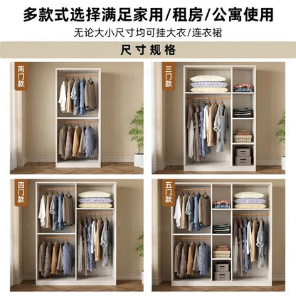 Armadio in stile crema per camera da letto, facile da montare, ideale per piccoli appartamenti, armadio in legno, mobile contenitore per stanze in affitto.