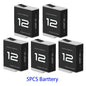 Batteria per GoPro Hero 12 11 10 9 Motion Camera, batteria ricaricabile da 1800mAh, caricatore a 3 slot con luce LED, custodia per GoPro