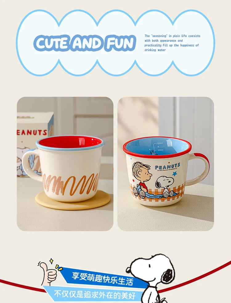 Set di Tazze in Ceramica Colorata da 340Ml con Snoopy, Design Carino con Manico, Bellissima Tazza per Caffè e Acqua per Casa e Ufficio, Regalo di Compleanno per Bambini