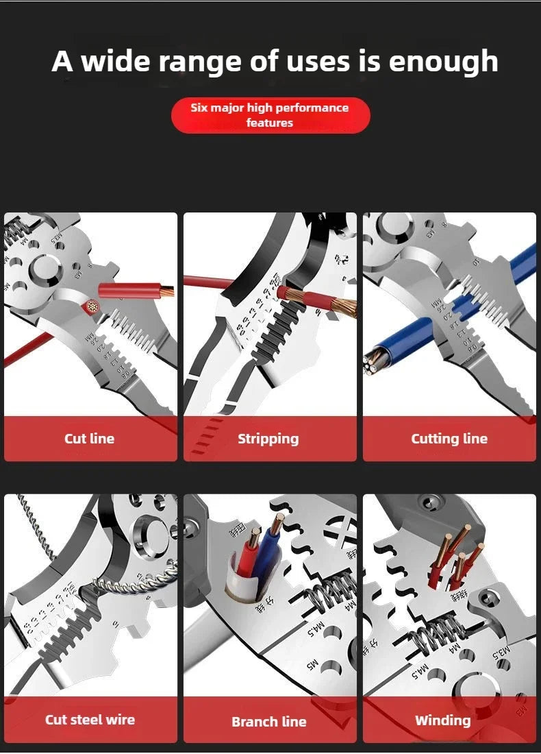 Pinze per elettricisti professionali, spelafili multifunzione e strumento di crimpatura per cablaggio elettrico, elettricista indispensabile