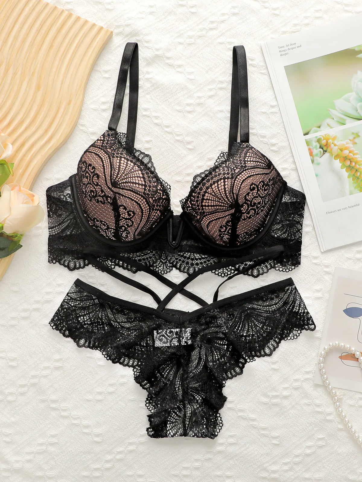 2024 Nuova ultima produzione e vendite da donna Pull Gathering Set di biancheria intima e biancheria intima in pizzo U093