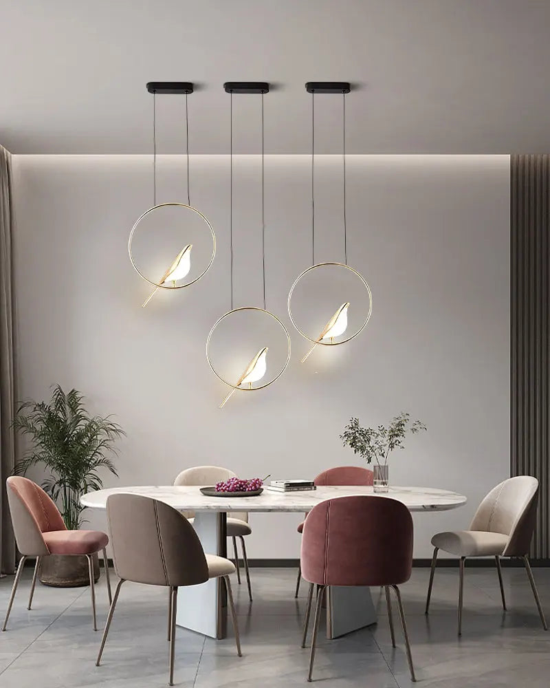 Lampadari a sospensione a LED per uccelli gazza girevoli per interni per lampade a sospensione a soffitto a linea regolabile da comodino per cucina e pranzo